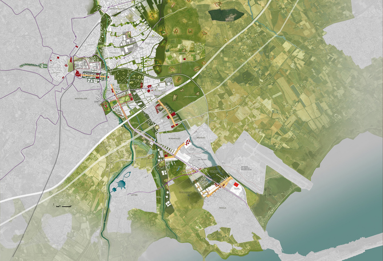 Carta - Reichen et Robert Associates - Reichen et robert asocies-Eco cité de la Route de la mer-Montpellier-l-ecocite, schéma prospectif.jpg