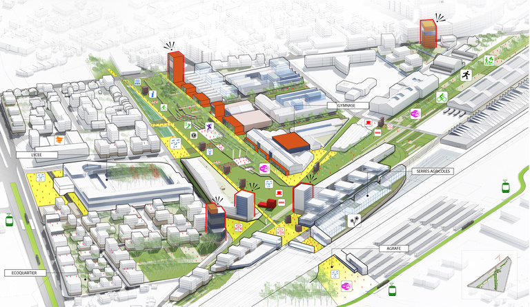 Carta - Reichen et Robert Associates - Reichen et Robert Associes-Amenagement-quartier-Saint-Jean-Clermont-Ferrand-le cœur métropolitain à l’intersection des 2 parcs